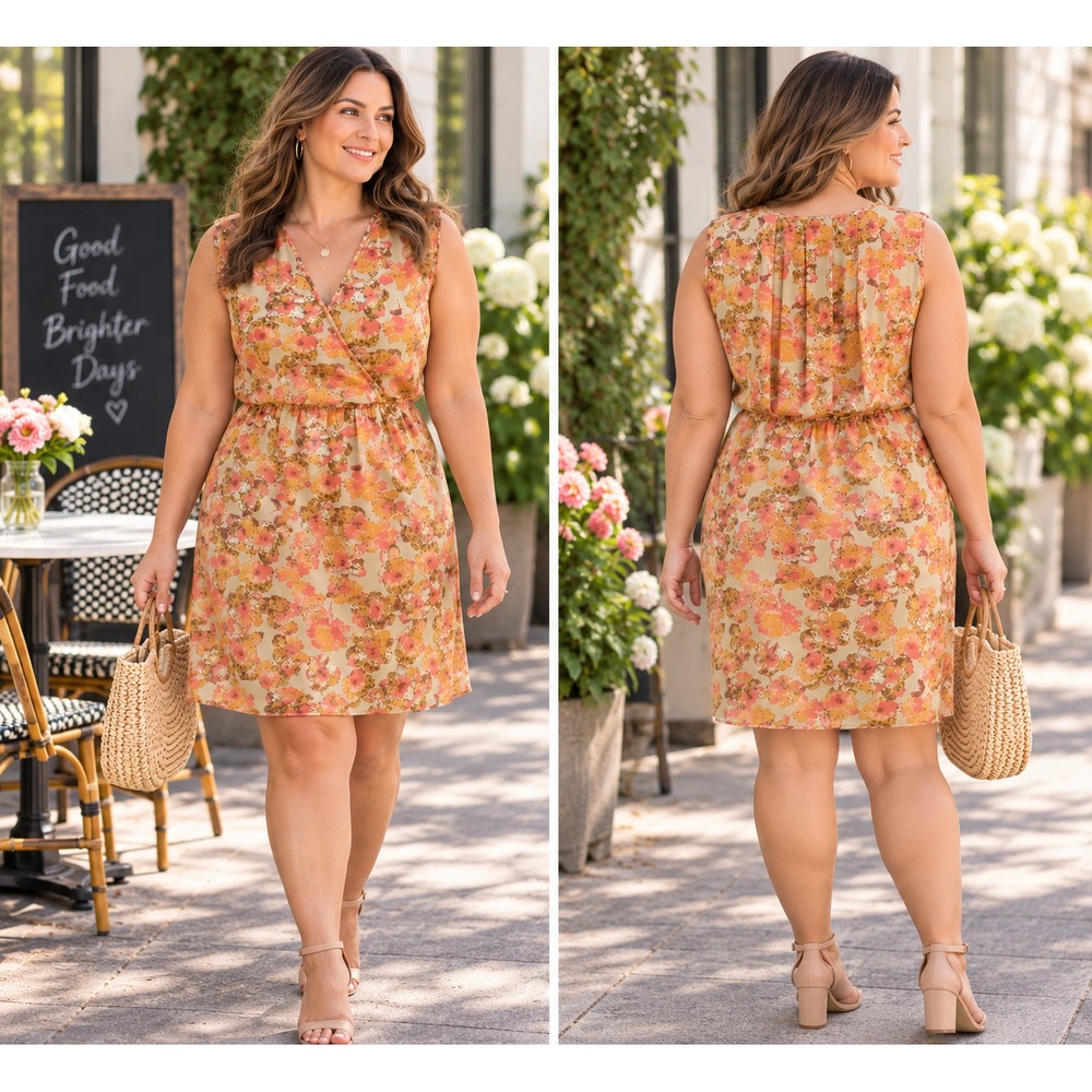 Collective Concepts Surplice Floral Dress Medium Multi Sleeveless NWT Pull On